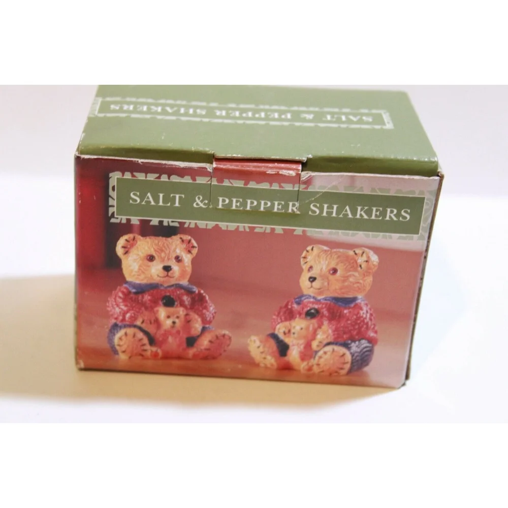 CIB Salt Pepper Shakers Ceramic Hand Painted Parent Bears Holding Baby Bears